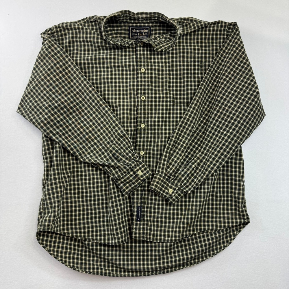 Abercrombie & Fitch Mens XL Gingham Button Down Shirt Y2K
 Vintage Cotton